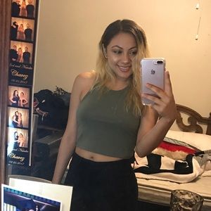 Olive green halter crop top